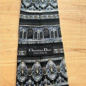 Dior Black and Blue Patterned Tie